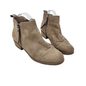 Dolcetta Suede Side Zip Boho Chic Ankle Bootie Microfiber Beige Size 8 M